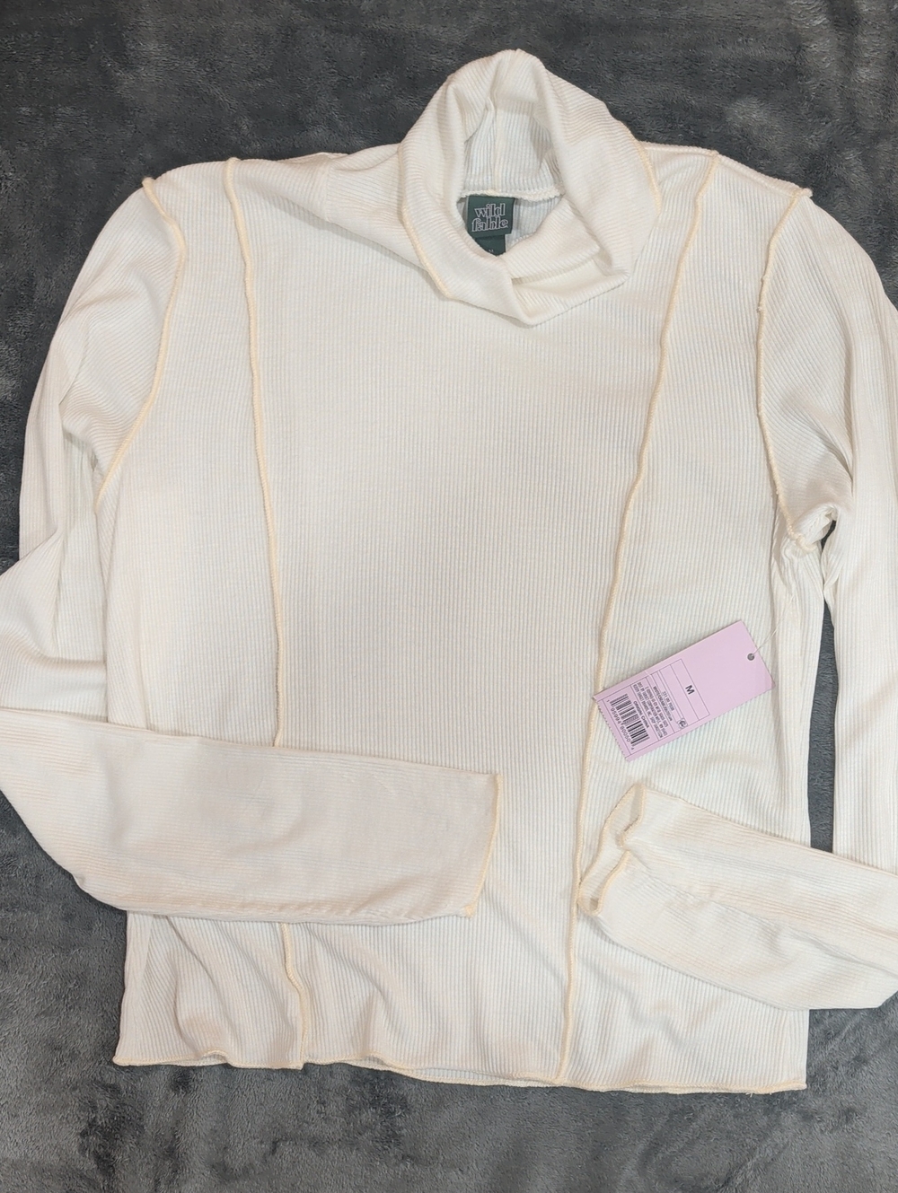 wild fable Ivory Ribbed Cowl Neck Sweater